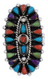 Multicolor Southwest Needlepoint Silver Ring Size 6-3/4 YX35198